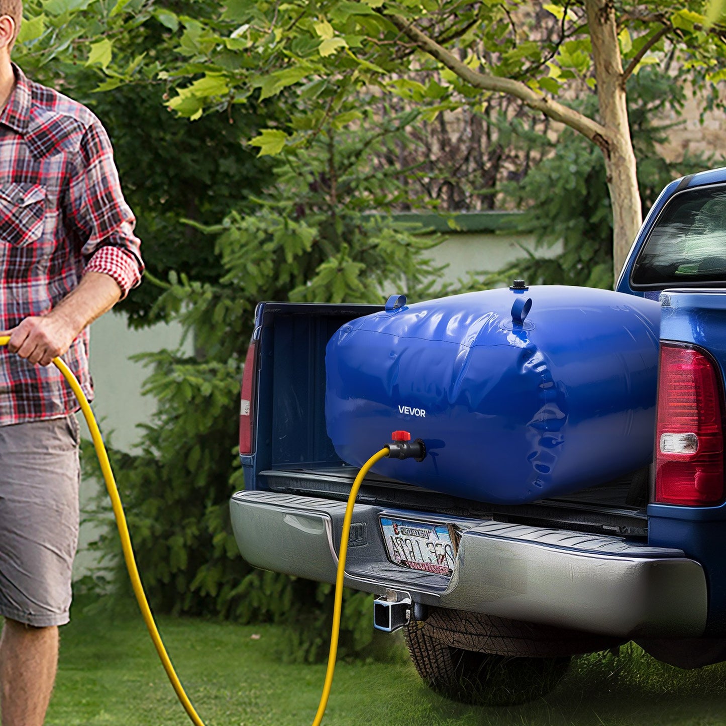 Vattenlagringsblåsa, 540L vattenlagringsbehållare, 1000D PVC stor kapacitet mjuk påseblåsa, hopfällbar och bärbar för trädgårdsbevattning, camping, husbil, brandskydd - Blå