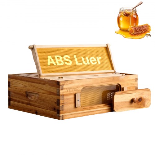 Startpaket för bikupor i mellanstorlek, 100 % bivaxbelagt naturligt granträ, Langstroth bikupesats med 10 ramar och fundament, transparenta akrylfönster för nybörjare och proffsbiodlare