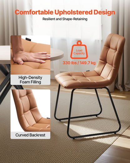 5-delat matbordsset, platsbesparande runt köksbord med 4 stoppade orange stolar, PU-läderdynor, modernt träfärgat skrivbord med justerbara fotstöd för matsal, små utrymmen