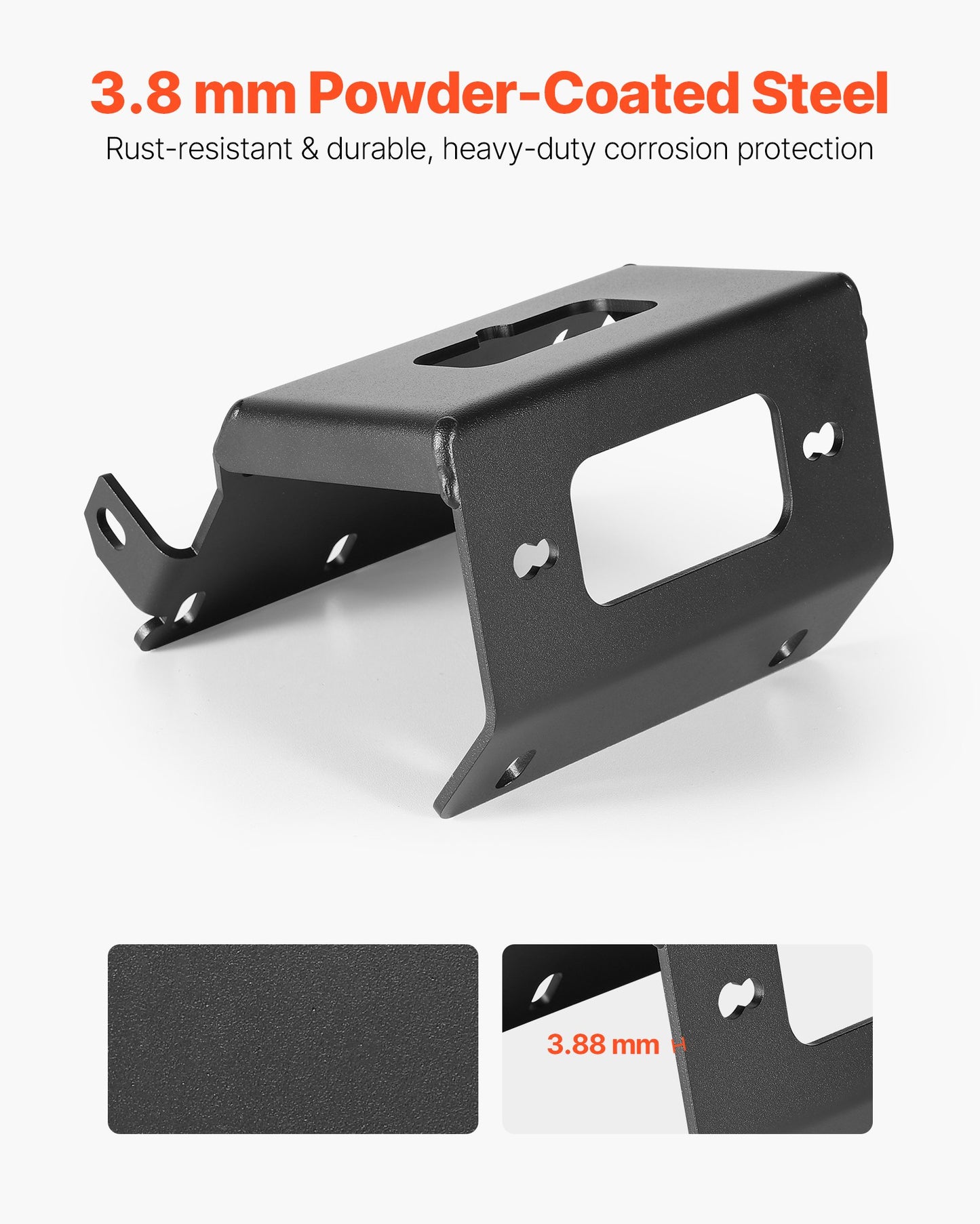 Vinschfäste, vinschkapacitet 907–1633 kg, vinschfäste för dragkrok för utvalda Honda Foreman- och Rancher Rubicon-modeller (2014–2021), design med 2 monteringshål, pulverlackerat stål, svart