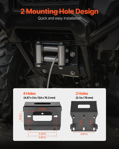 Vinschfäste, vinschkapacitet 907–1633 kg, vinschfäste för dragkrok för utvalda Honda Foreman- och Rancher Rubicon-modeller (2014–2021), design med 2 monteringshål, pulverlackerat stål, svart