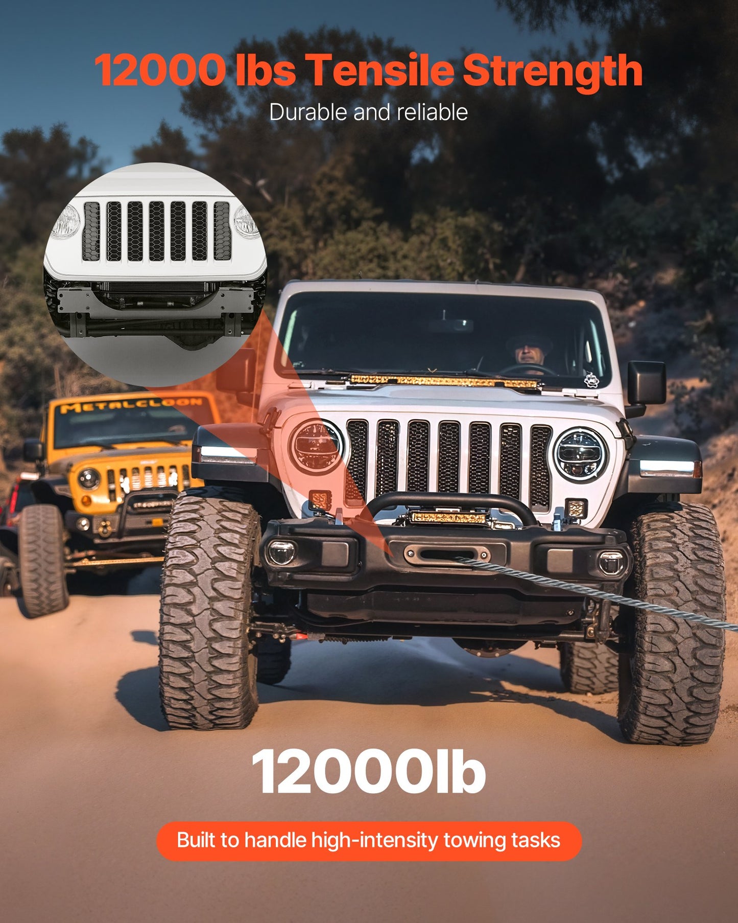 Vinschfäste, vinschkapacitet på 5443 kg, vinschfäste för dragkrok för utvalda Jeep Wrangler JL/JLU och Gladiator JT-modeller (2018-2023), design med 2 monteringshål, pulverlackerat stål, svart