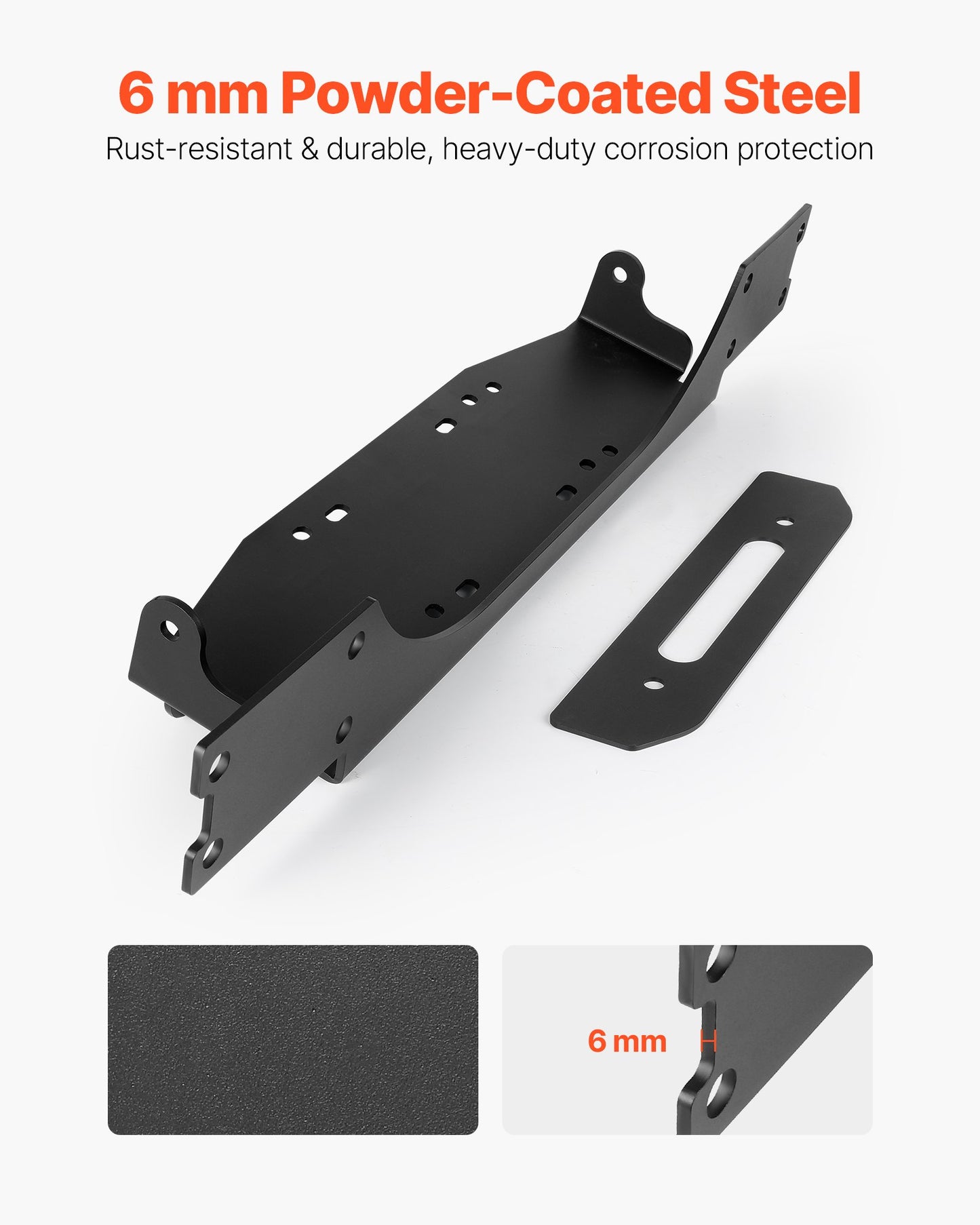 Vinschfäste, vinschkapacitet på 5443 kg, vinschfäste för dragkrok för utvalda Jeep Wrangler JL/JLU och Gladiator JT-modeller (2018-2023), design med 2 monteringshål, pulverlackerat stål, svart