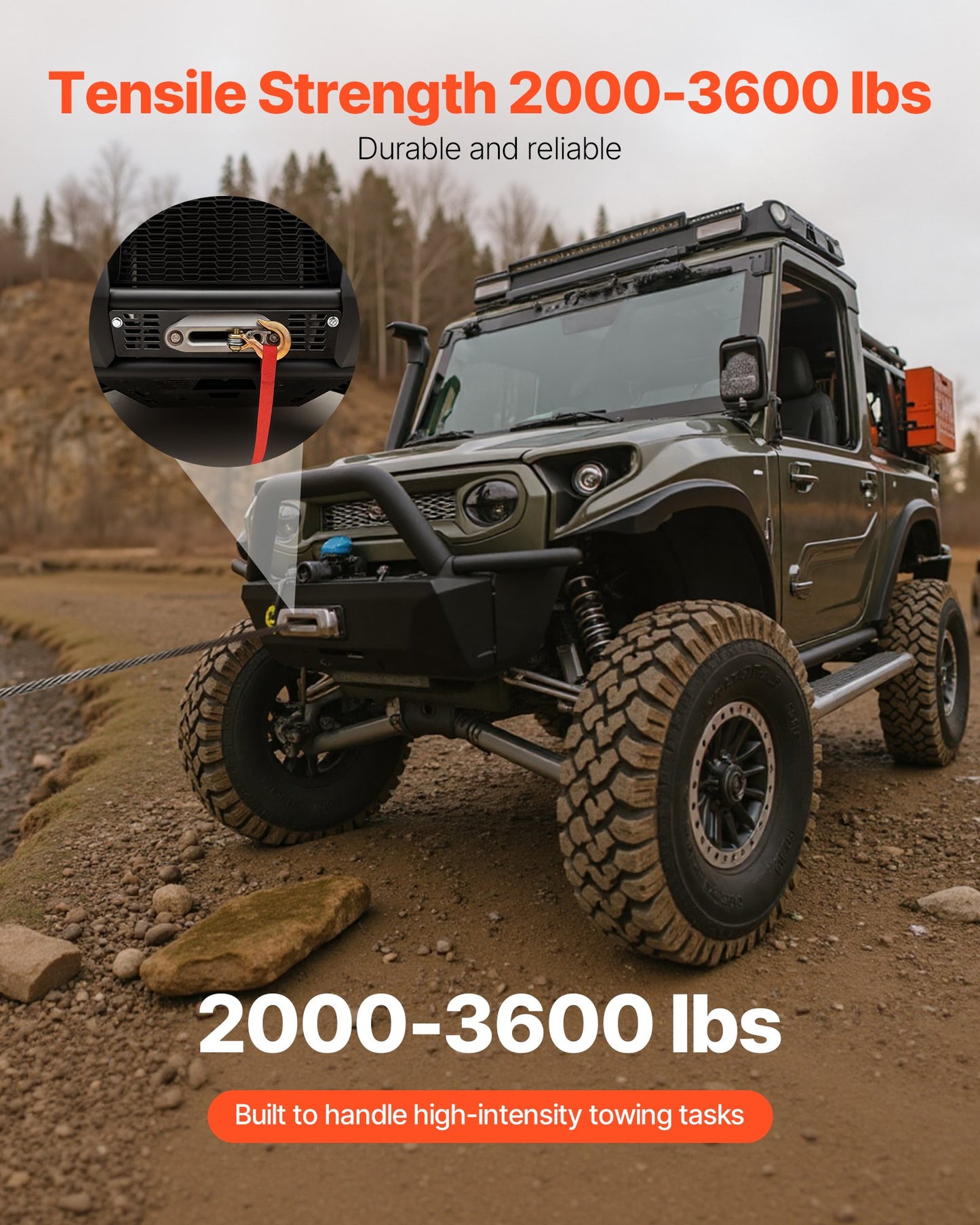 Vinschfäste, vinschkapacitet 907–1633 kg, vinschfäste för dragkrok för utvalda Polaris Ranger-modeller (2010–2021), design med 3 monteringshål, pulverlackerat stål, lämplig för räddning på leriga vägar