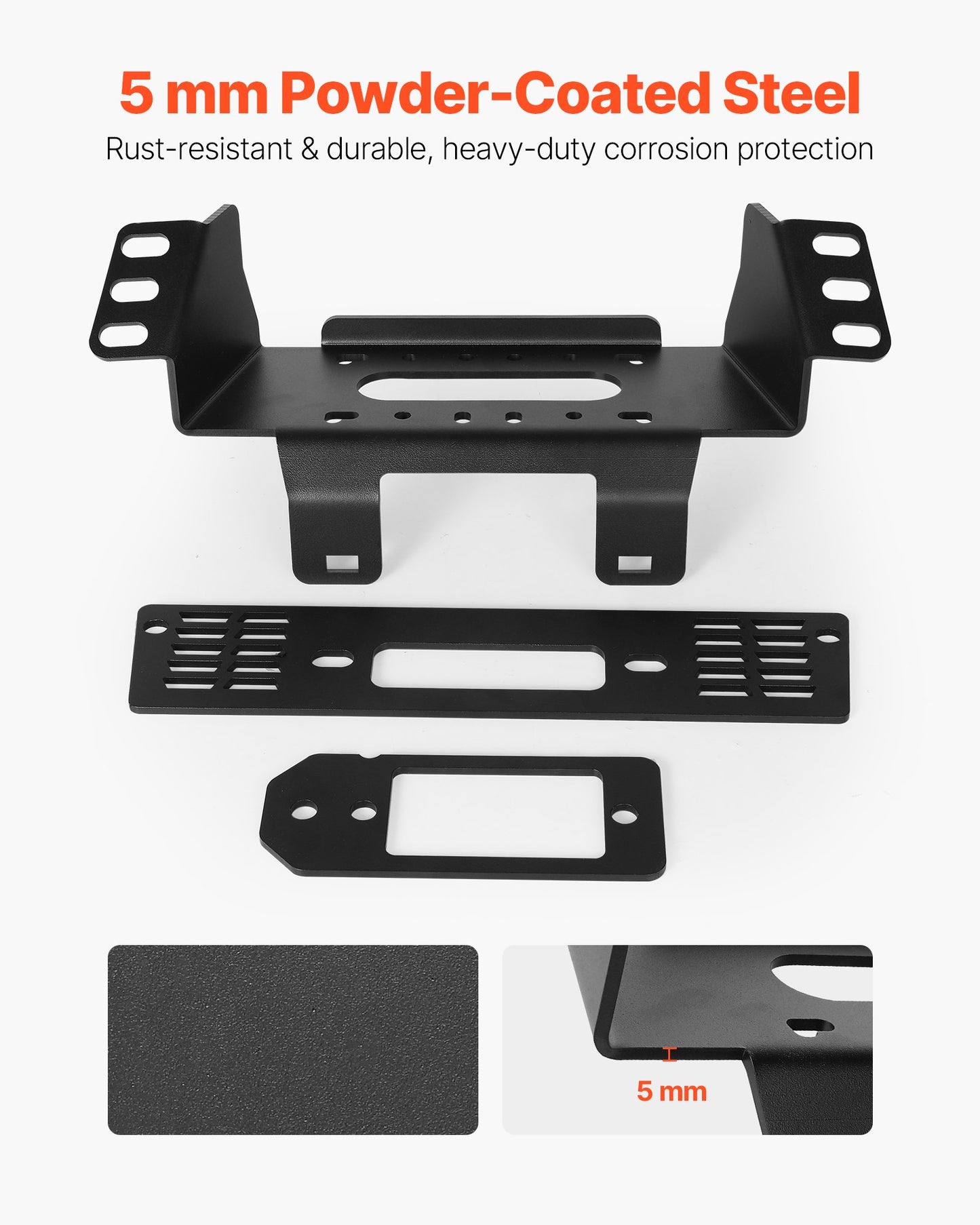 Vinschfäste, vinschkapacitet 907–1633 kg, vinschfäste för dragkrok för utvalda Polaris Ranger-modeller (2010–2021), design med 3 monteringshål, pulverlackerat stål, lämplig för räddning på leriga vägar