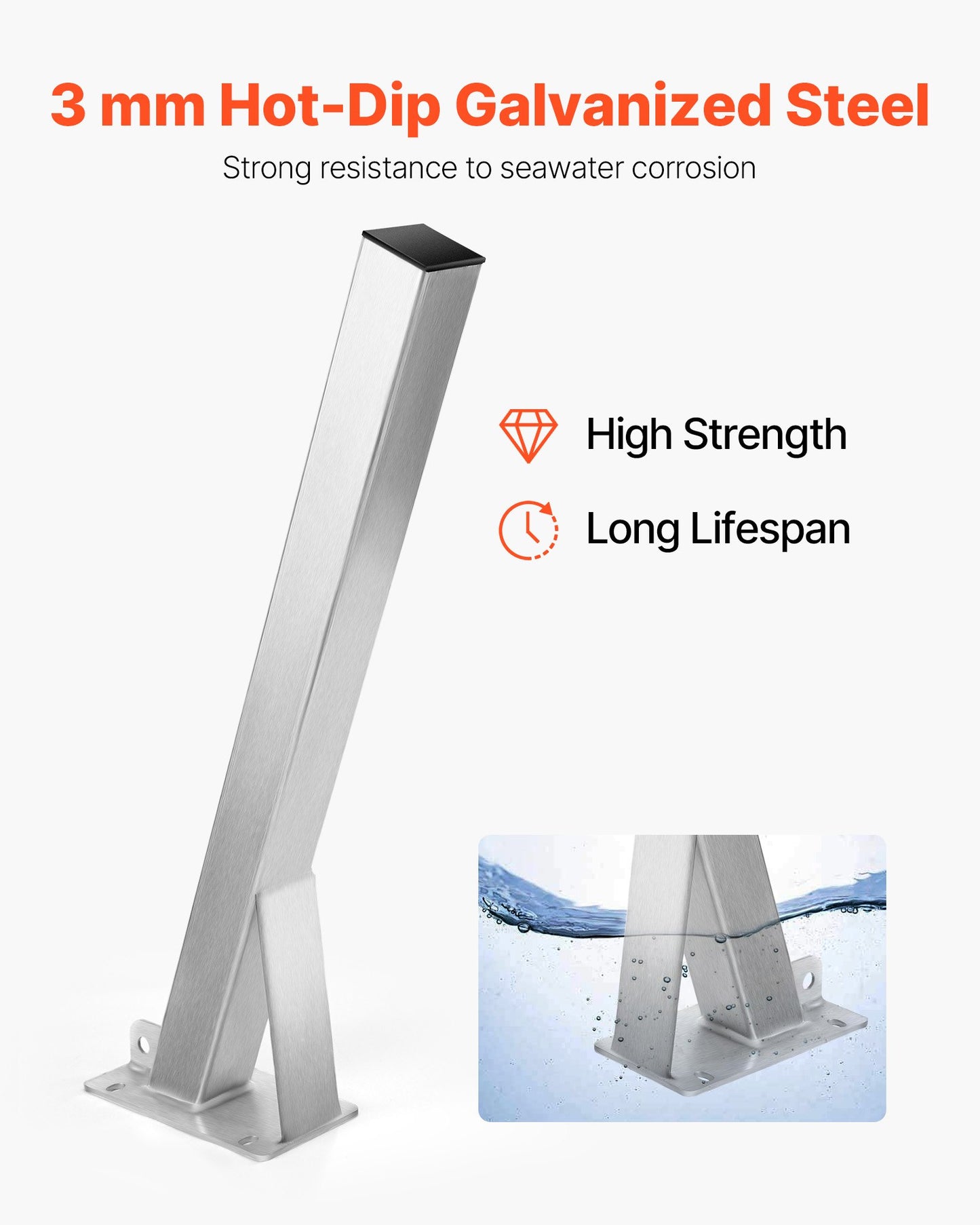 Vinschstativ för båttrailer, 76 x 76 x 863 mm vinschstolpar, båtvinschfäste med U-bultar för 76 mm B x 76-101 mm H trailertunga, galvaniserad, lämplig för vattenskoter, segelbåt, fiskebåt, motorbåt