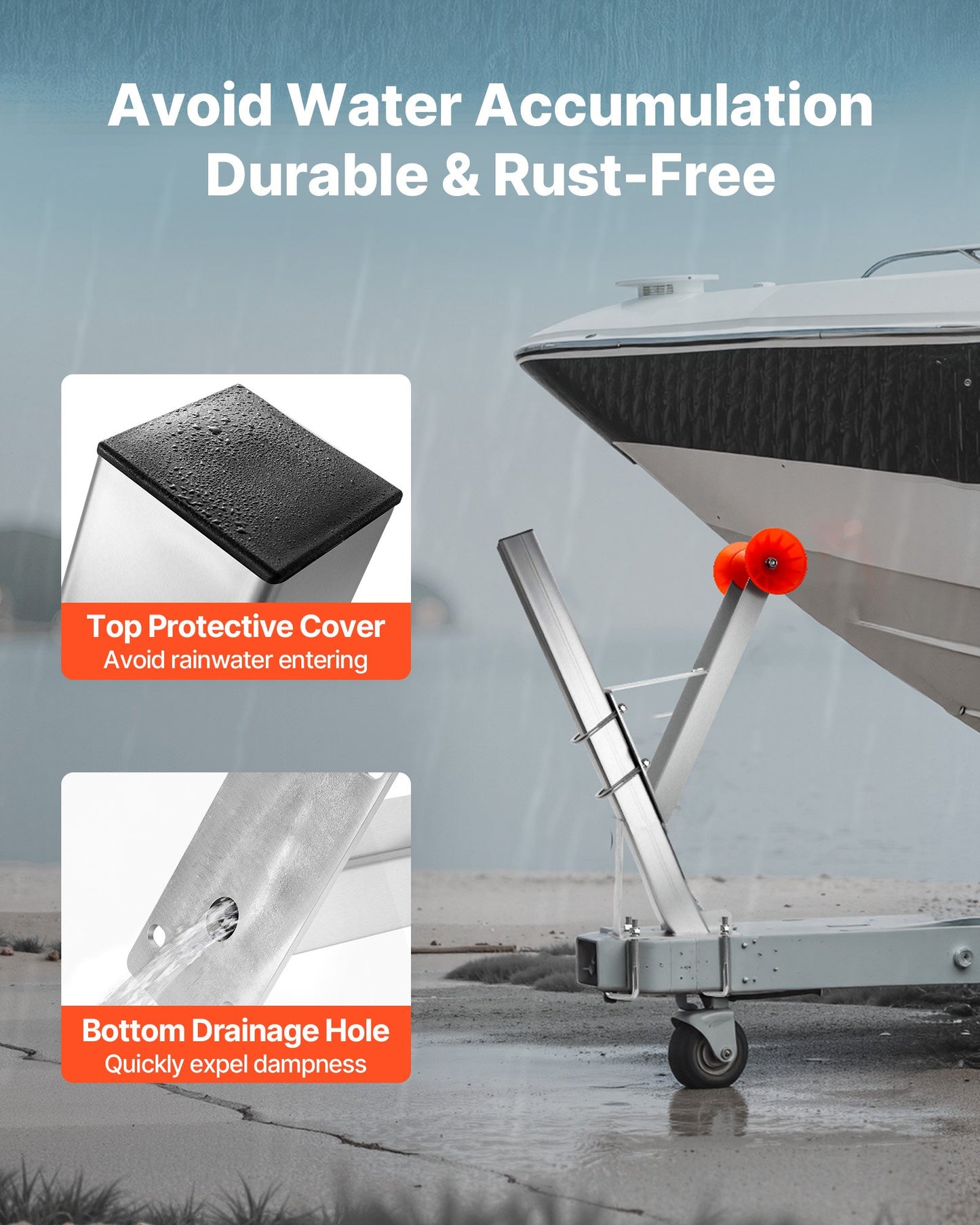 Vinschstativ för båttrailer, 76 x 76 x 863 mm vinschstolpar, båtvinschfäste med U-bultar för 76 mm B x 76-101 mm H trailertunga, galvaniserad, lämplig för vattenskoter, segelbåt, fiskebåt, motorbåt