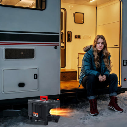 8KW dieselvärmare, 12V/24V allt-i-ett dieselluftvärmare, med Bluetooth-appkontroll, fjärrkontroll och display, CO-larm, snabb uppvärmning, bärbar dieselvärmare för fordon och garage