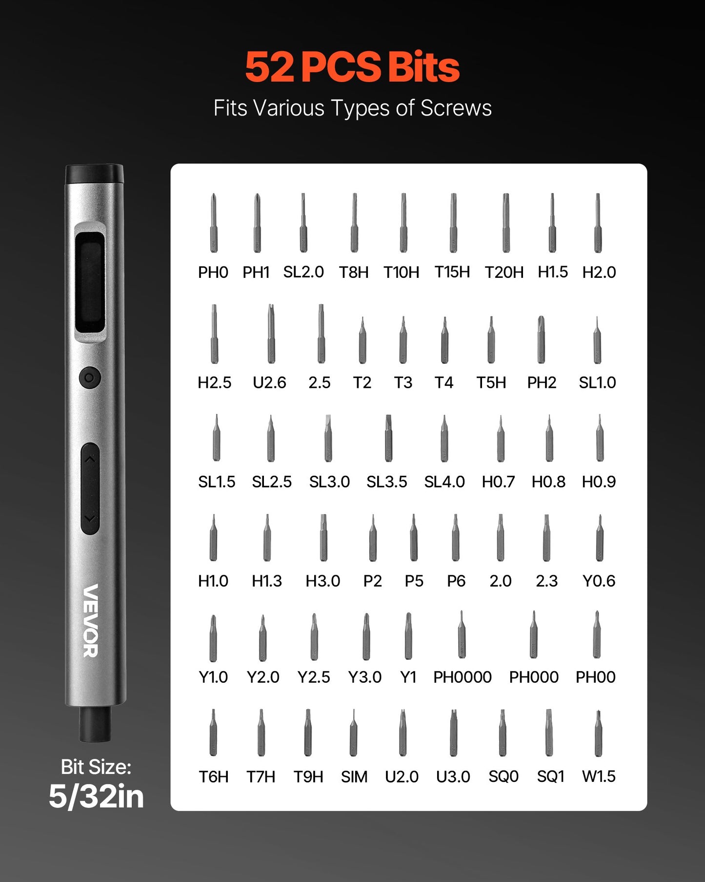 Elektrisk precisionsskruvmejselsats, 52 magnetiska bits, mini elektrisk skruvmejsel med magnetisk förvaringslåda, S2-stålbits, LED-lampa, typ-C-laddning, för reparation av telefoner, bärbara datorer och elektronik