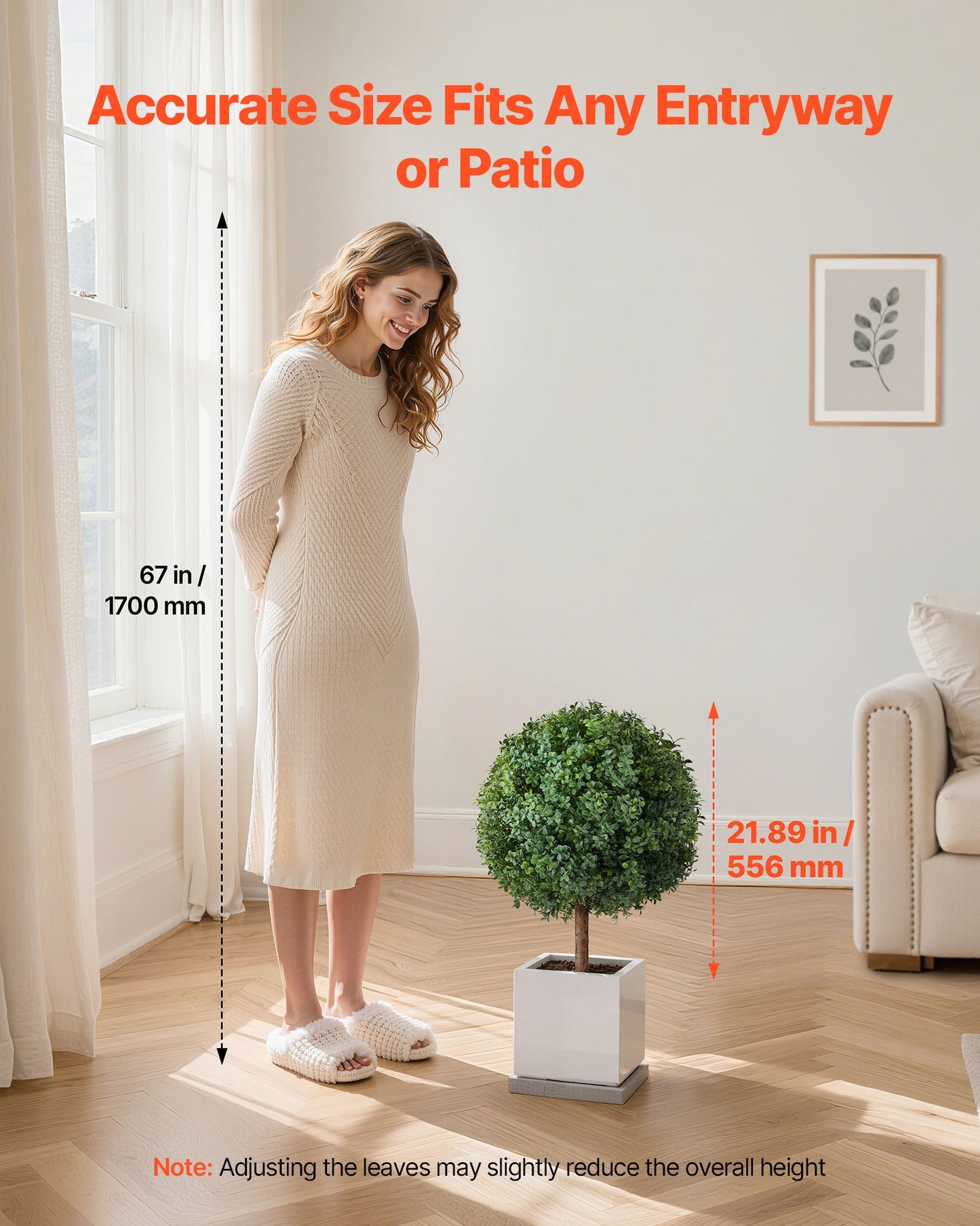 Konstgjorda buxbomträd med markspett, 2-set 686 mm konstgjorda buskar och krukväxter, konstgjorda sidenträd ser äkta ut för dekoration veranda utomhus inomhus uteplats trädgård balkong bakgård