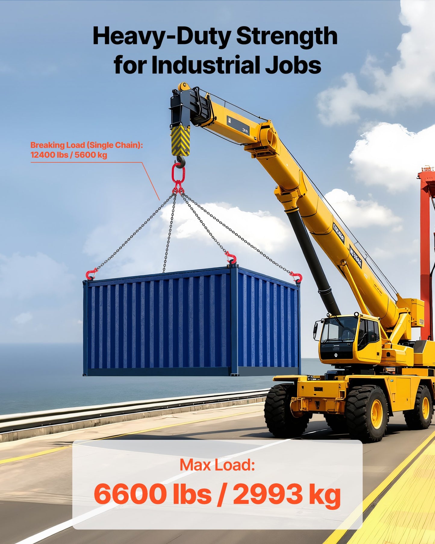 Kättinglyft, 6,3 mm x 1,5 m lyftkedjor med 4 gripkrokar, kraftig lyftlyft i G80-legerat stål, 2993 kg kapacitet, justerbara motorkättinglyftar för bogsering av last