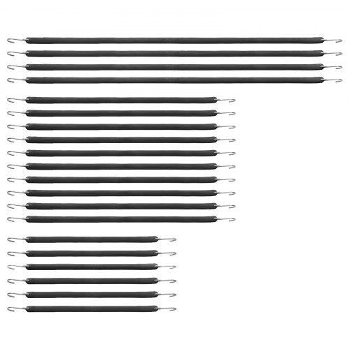 20-delad platt bungee-lina, 20 mm kraftiga bungee-remmar med stål-S-krokar, inkluderar 15", 21", 36", elastiskt bungee-rep för last, presenningar, lastbilar och tält, svart