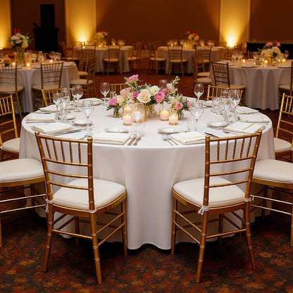 Vita runda dukar, 10-pack, 120 tum i diameter, fläck- och skrynkelbeständiga, maskintvättbara dukar, bordsdukar i polyestertyg för bröllop, fest, bankett, formella evenemang