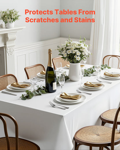Vita dukar för rektangulära bord, 6-pack, 60 x 102 tum, återanvändbara och maskintvättbara dukar, skrynkelbeständiga bordsdukar i polyestertyg för bröllop, fest, bankett