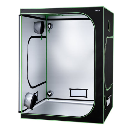 Inomhusväxttältkit, 150 x 150 x 200 cm, inomhusväxttält med fullspektrum LED-växtljus och ventilationssystem, 600D högreflekterande Mylar, odlingstält för blomstergrönsaker