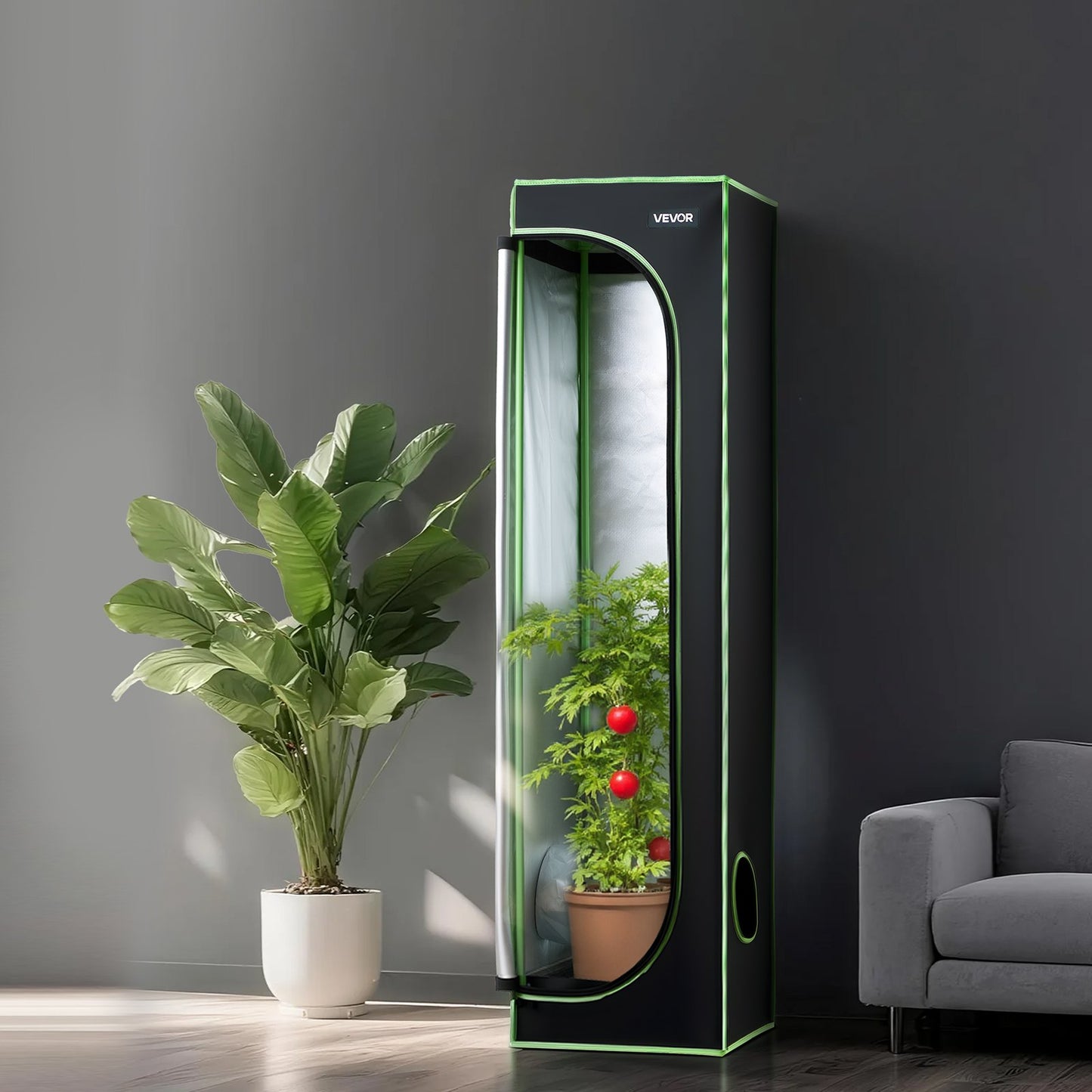 Inomhusodlingstält, 40 x 40 x 160 cm, 600D högreflekterande Mylar, inomhusväxttält med observationsfönster, golvbricka och dragkedja, kraftiga odlingstält för frukt, blommor och grönsaker