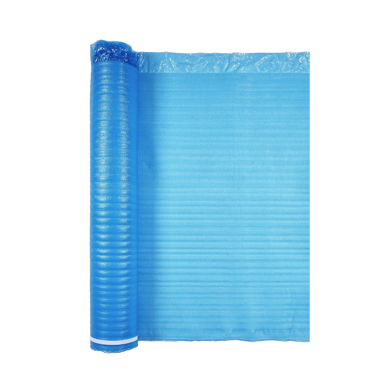 Golvunderlag 55,8 m², 3-i-1 2 mm tjock golvstoppning med tejp och ångspärr, kraftigt EPE-skum med blå PE, ljudisolering och brusreducering, för laminatträ (6 rullar x 9,3 m²)