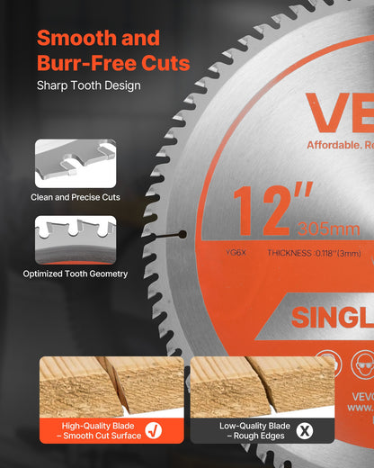 Cirkelsågklinga, 305 mm diameter, 80 vassa legeringständer, 25,4 mm spindel, fin yta, träsågklinga för cirkelsåg, med ljudreducerande värmeventiler, för sågning av plywood, OSB, lövträ