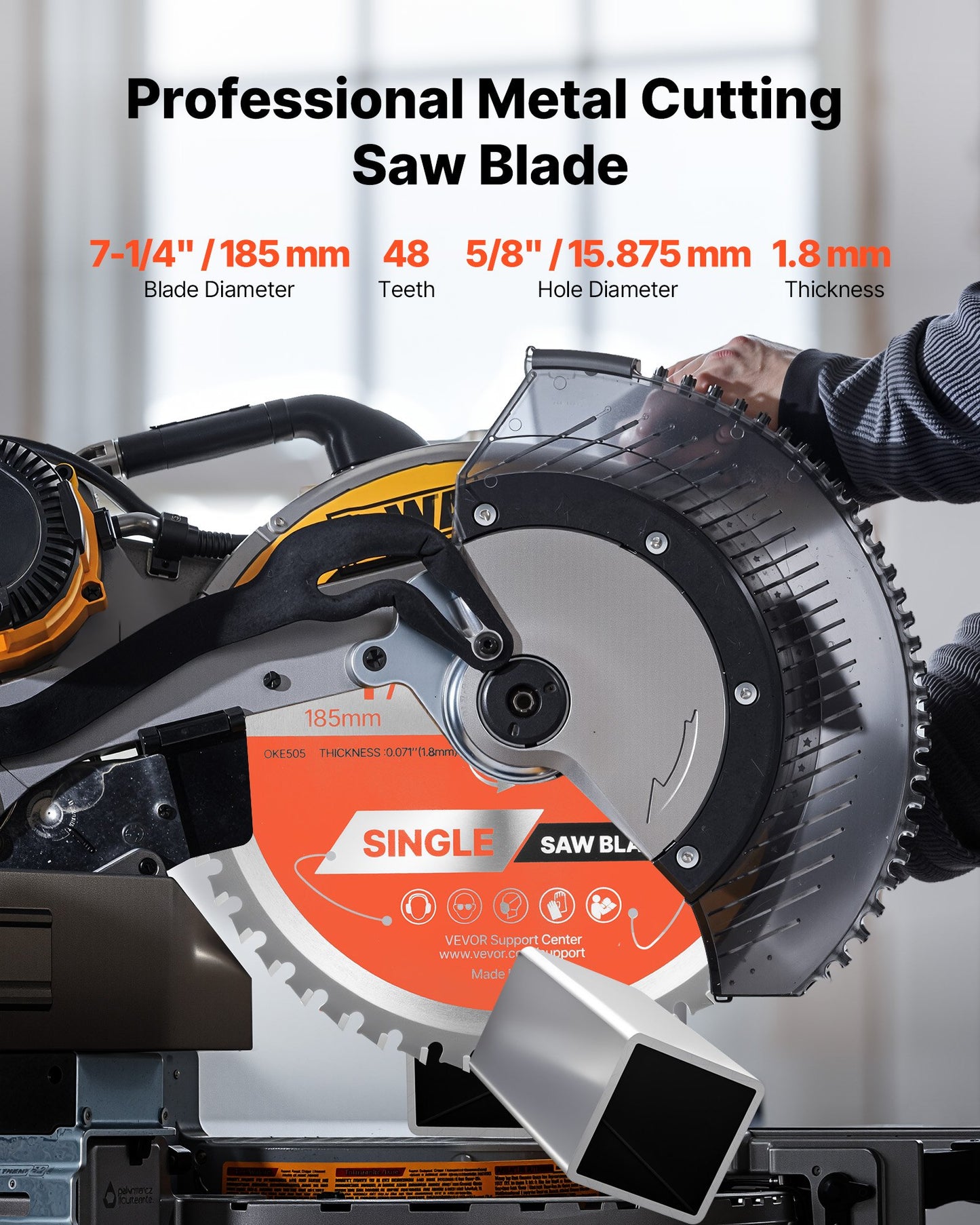 Cirkelsågblad, 185 mm diameter, 48 vassa legeringständer, 15,875 mm spindel, fin yta, metallskärblad för cirkelsåg, med ljudreducerande värmeventiler, för skärning av stål och aluminium