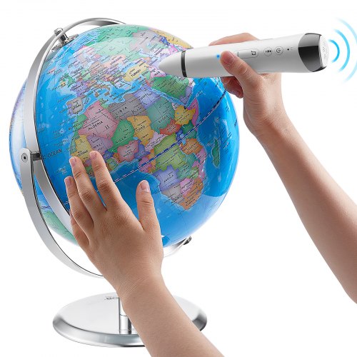 Talking World Globe, 9 tum/228,6 mm, interaktiv jordglob för barns tidiga inlärning, pedagogisk jordglob med smart talande penna LED-nattlampa USB-gränssnitt, presenter för barn pojkar och flickor (kartspråk: engelska)