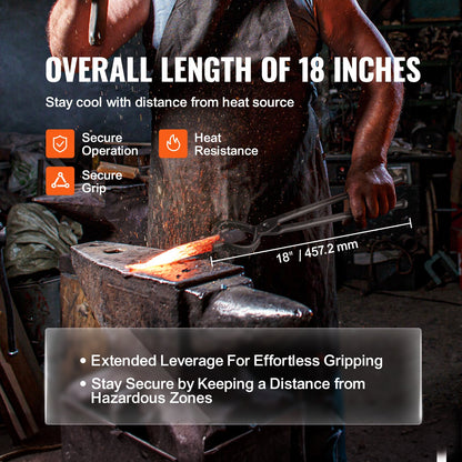 Smedtänger, 45,7 cm 3 st, V-bitsbulttänger, Wolf Jaw-tänger och Z V-bitstänger, smidstänger i kolstål med A3-stålnitar, för nybörjare och erfarna smeder, bladsmeder och hantverkare