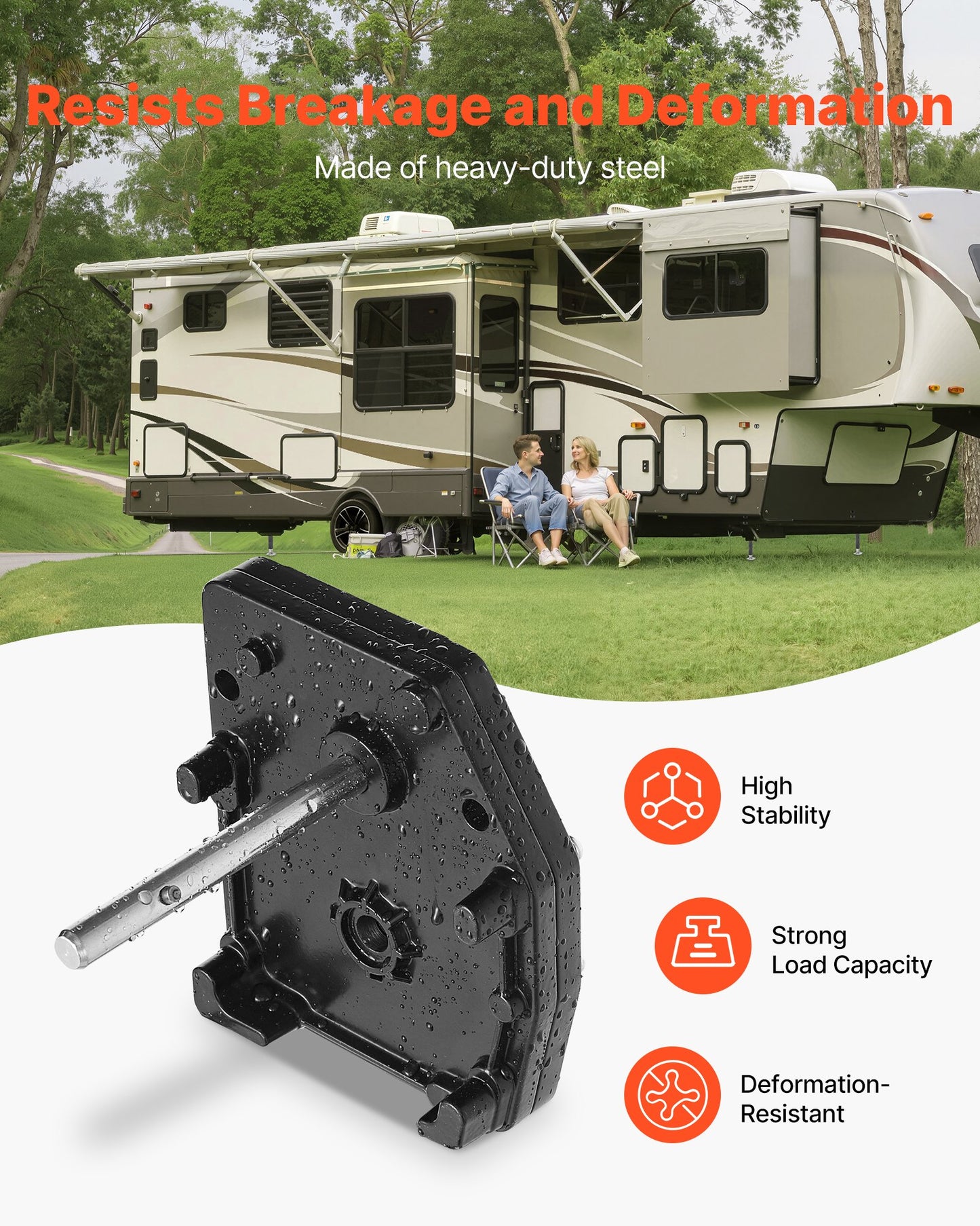 Landningsställslåda för femte hjul för husbilar 276602, universalmonterad stålväxellåda kompatibel med Lippert Venture, Atwood, Stromberg Carlson landningsställssystem, ersätter LG-179015, justerbar höjd, svart