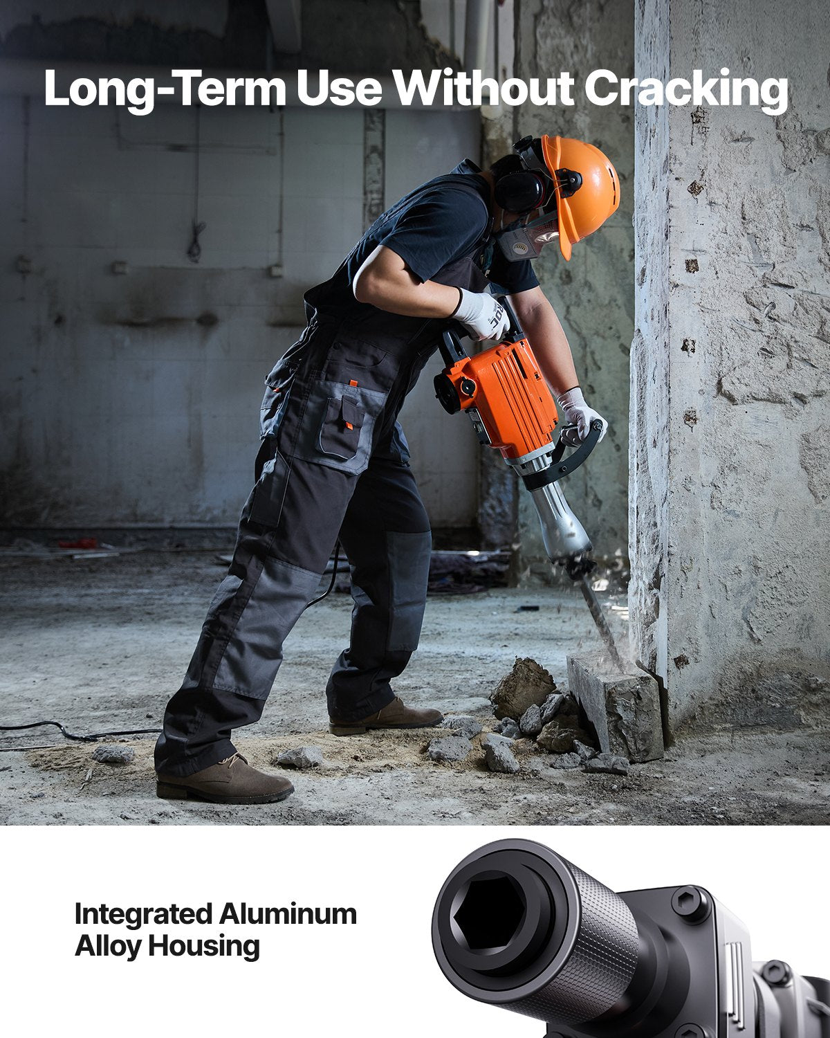 Rivningslyfthammare Betongbrytare 2200W Elektrisk Hammare 4 Mejselbitar