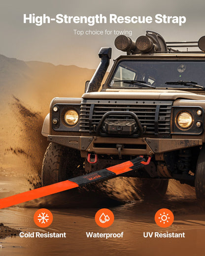 Bärgningsrem 76,2 mm, 2,4 m 16329 kg Brottstyrka, Trippelförstärkta ögleremmar, Trädskydd, Vinschlinans förlängningsrem, Terrängbogsering och bärgning, Extrem väderbeständighet