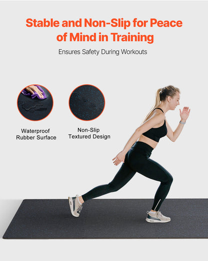 0,56 tum tjocka gymmattor, 12 plattor gummitopp med EVA-skum, 25" x 25" träningsmattor för gymgolv med 48 kvm täckning, sammankopplande pusselmattor för gym, hem, garage, svart och blå