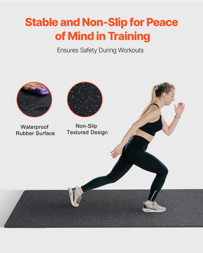 0,56 tum tjocka gymmattor, 6 plattor gummitopp med EVA-skum, 25" x 25" träningsmattor för gymgolv med täckning på 25 kvm, sammankopplade pusselmattor för gym, hem, garage, svartvitt