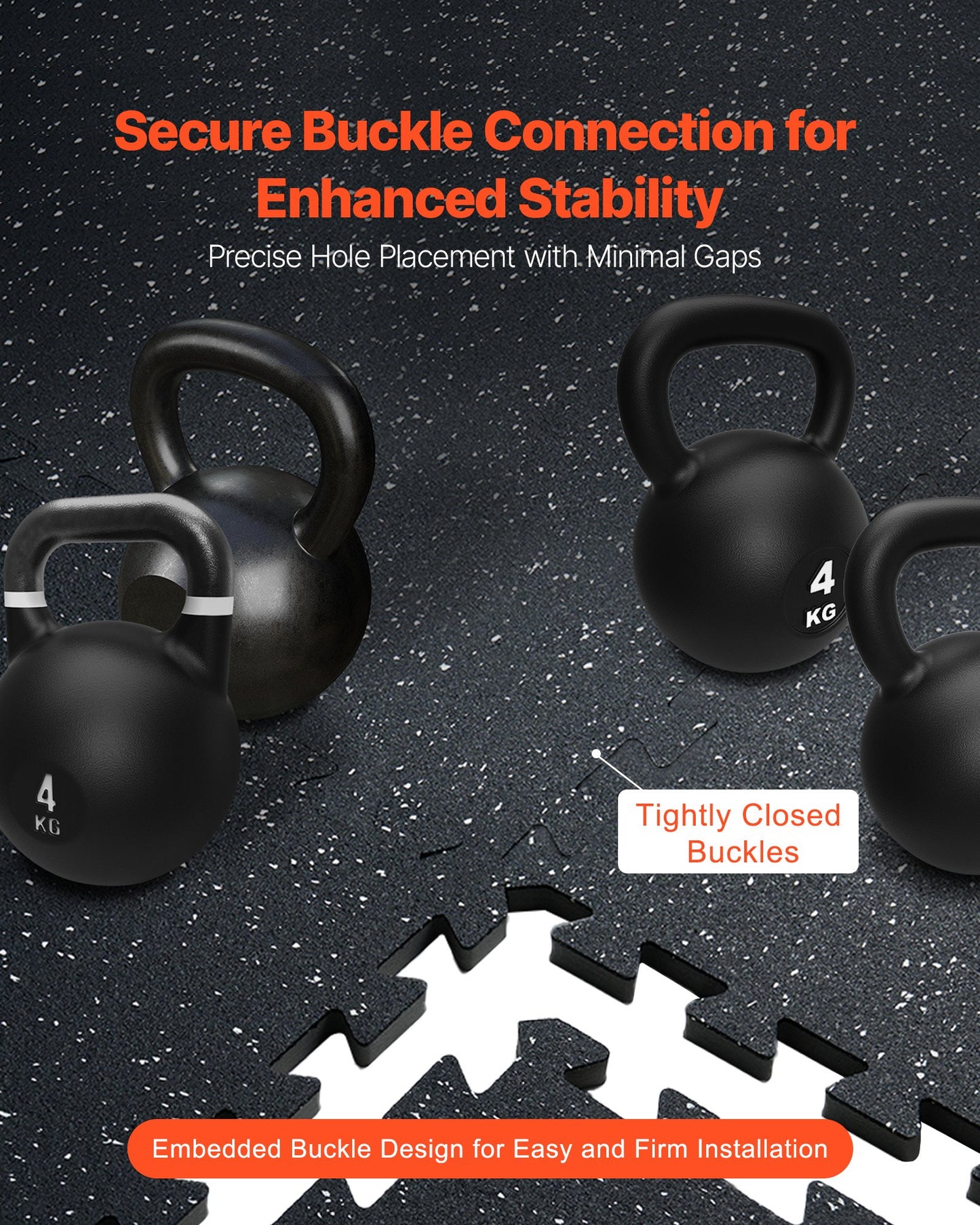 0,56 tum tjocka gymmattor, 6 plattor gummitopp med EVA-skum, 25" x 25" träningsmattor för gymgolv med täckning på 25 kvm, sammankopplade pusselmattor för gym, hem, garage, svartvitt