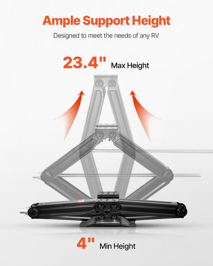 5000 lbs saxdomkrafter för husbilar, 4-23,4 tum saxdomkrafter för husbilsstabilisator, set om 2, kraftig stabilisatordomkraft med vev, hylsa och vattenpass, böjs eller deformeras inte lätt
