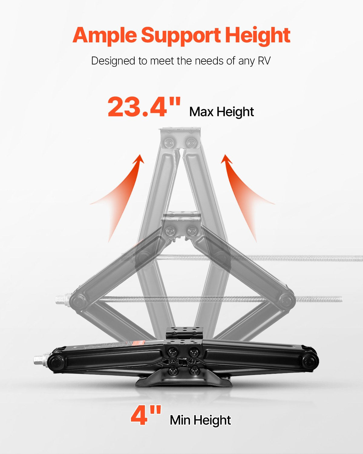 5000 lbs saxdomkrafter för husbilar, 4-23,4 tum saxdomkrafter för husbilsstabilisator, set om 4, kraftig domkraft med vev, hylsa och vattenpass, böjs eller deformeras inte lätt