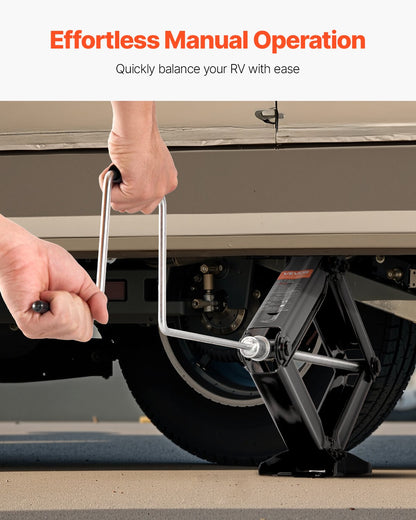 5000 lbs saxdomkrafter för husbilar, 4-23,4 tum saxdomkrafter för husbilsstabilisator, set om 4, kraftig domkraft med vev, hylsa och vattenpass, böjs eller deformeras inte lätt