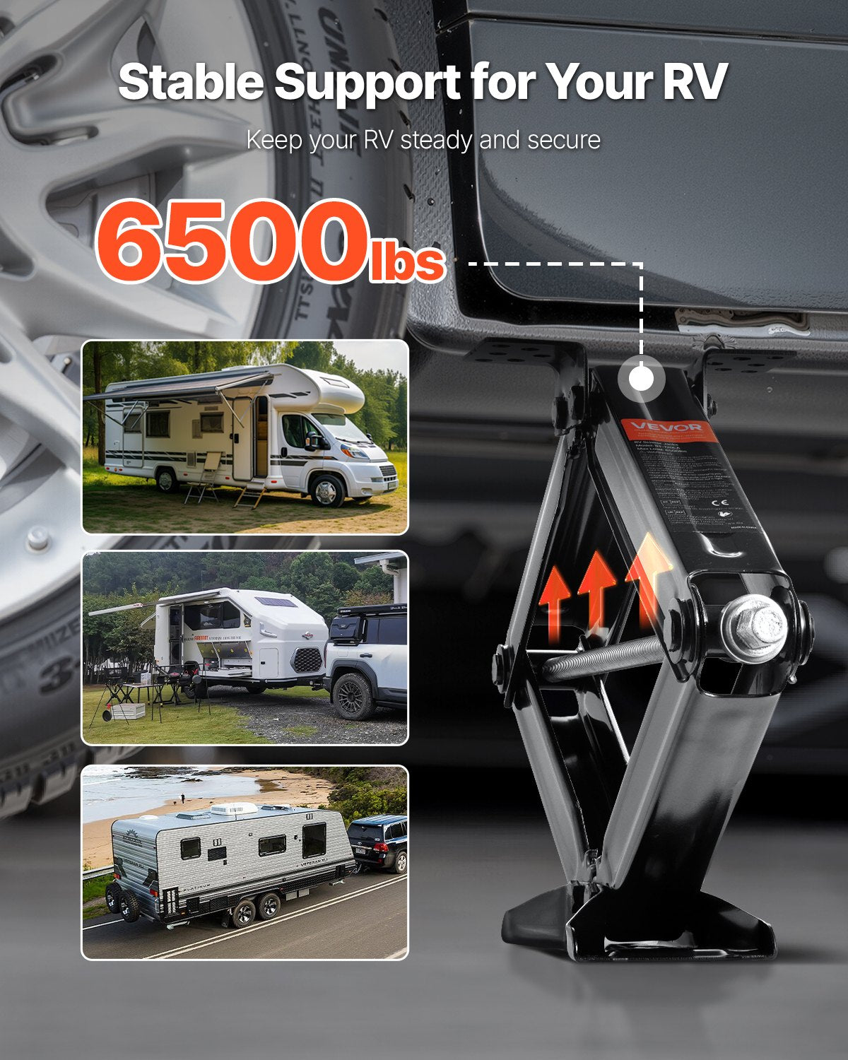 6500 lbs saxdomkrafter för husbilar, 4-23,4 tum saxdomkrafter för husbilsstabilisator, set om 4, kraftig stabilisatordomkraft med vev, hylsa och vattenpass, böjs eller deformeras inte lätt