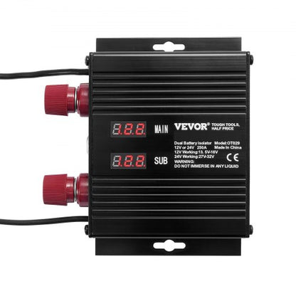 250 AMP Dubbelbatteri Smart Isolator, 12V/24V, Universell VSR Spänningskänslig Relä Batteriisolator Intelligent med LCD-skärm, För Bil Lastbil ATV Husbil Batteristartkontroll Strömbrytare
