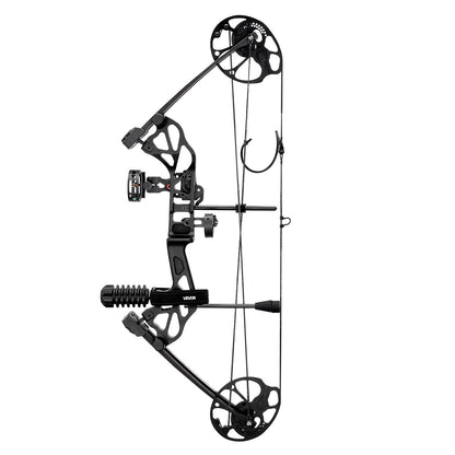 Compoundbåge, justerbar draglängd 48-76 cm, compoundbågspaket för nybörjare, dragvikt 8-32 kg, bågar och pilar för bågskytte, högerhandskit med jaktutrustning, 320 fps, svart
