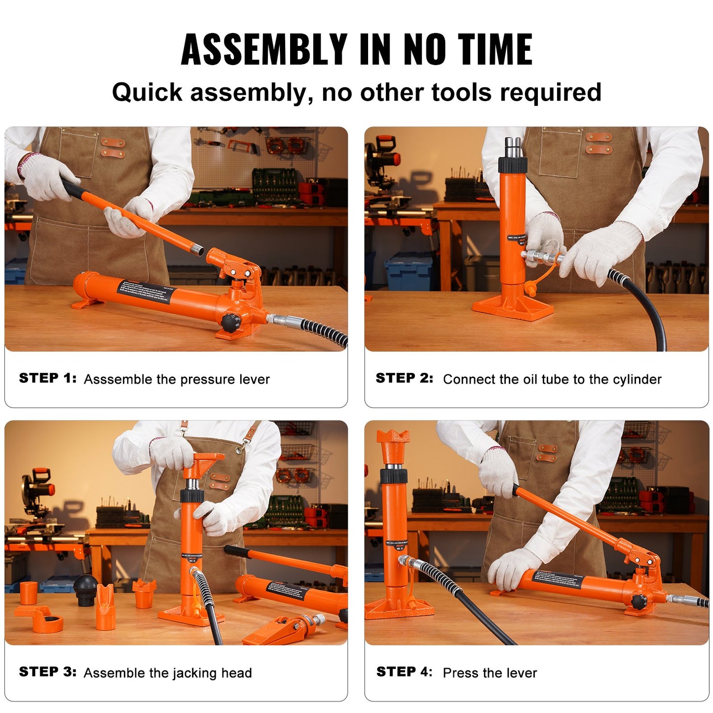 4-tons portakraftssats, bärbar hydraulisk domkraft med 1,2 m oljeslang, reparationssats för bilram med förvaringsväska för bilreparationer, lastbilar, lantbruk (8800 pund)