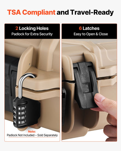 Hård gevärsväska, låsbar gevärsväska med förskurna skum, 1270 mm flyttbar vapenförvaring med hjul, IP67 vattentät och dammtät pistolförvaring för gevär, hagelgevär, airsoftvapen, kaki