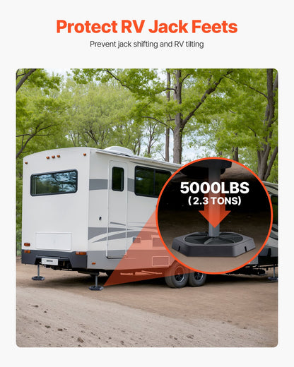 Nivelleringsplattor för husbilar, 4-pack gummikuddar för domkrafter, vardera med en kapacitet på 5000 lbs, stabilisatorstoppning för domkrafter med stor yta, perfekt för 10" runda fötter, 5:e hjul klass A/C husbilar husbilar