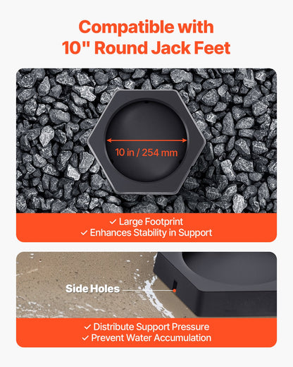 Nivelleringsplattor för husbilar, 4-pack gummikuddar för domkrafter, vardera med en kapacitet på 5000 lbs, stabilisatorstoppning för domkrafter med stor yta, perfekt för 10" runda fötter, 5:e hjul klass A/C husbilar husbilar