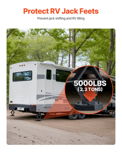 Nivelleringsplattor för husbilar, 4-pack gummikuddar för domkrafter, vardera med en kapacitet på 5000 lbs, standard domkraftsstabiliseringsplatta med stor yta, perfekt för saxdomkraftsfötter, femte hjul, klass A/C husbilar