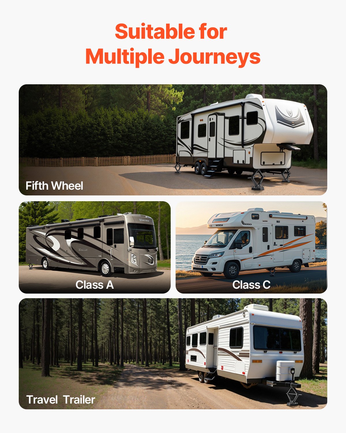 Nivelleringsplattor för husbilar, 4-pack gummikuddar för domkrafter, vardera med en kapacitet på 5000 lbs, standard domkraftsstabiliseringsplatta med stor yta, perfekt för saxdomkraftsfötter, femte hjul, klass A/C husbilar