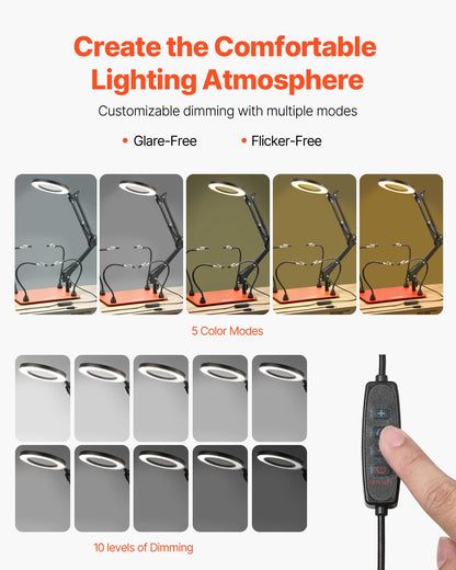 Magnetisk lödstation med hjälpande händer, 4 flexibla armar för tredje hand med 3X LED-förstoringslampa och halkfri, kraftig bas, lödstation med hjälpande händer för elektronikreparation, hantverk, hobby, DIY