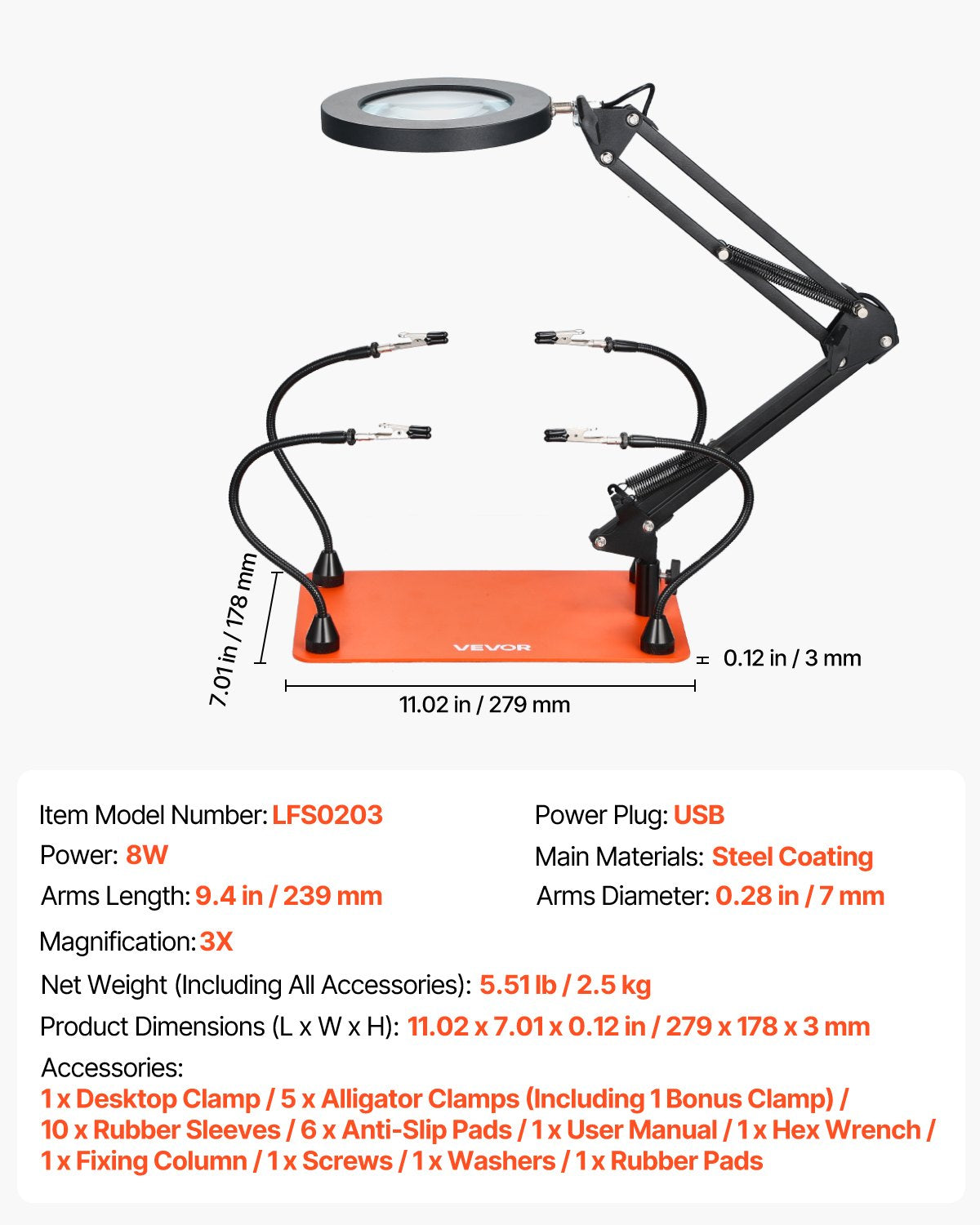 Magnetisk lödstation med hjälpande händer, 4 flexibla armar för tredje hand med 3X LED-förstoringslampa och halkfri, kraftig bas, lödstation med hjälpande händer för elektronikreparation, hantverk, hobby, DIY