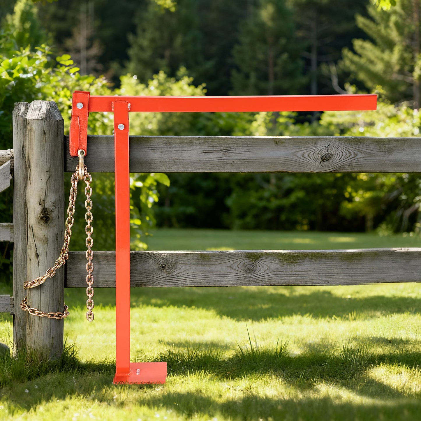 78 cm T-stolpsavdragare, kraftig staketstolpsavdragare med 109,2 cm lyftkedja, rostbeständigt stål, arbetsbesparande T-stolpsborttagare för runda staketstolpar, skyltstolpar och trädstubbar