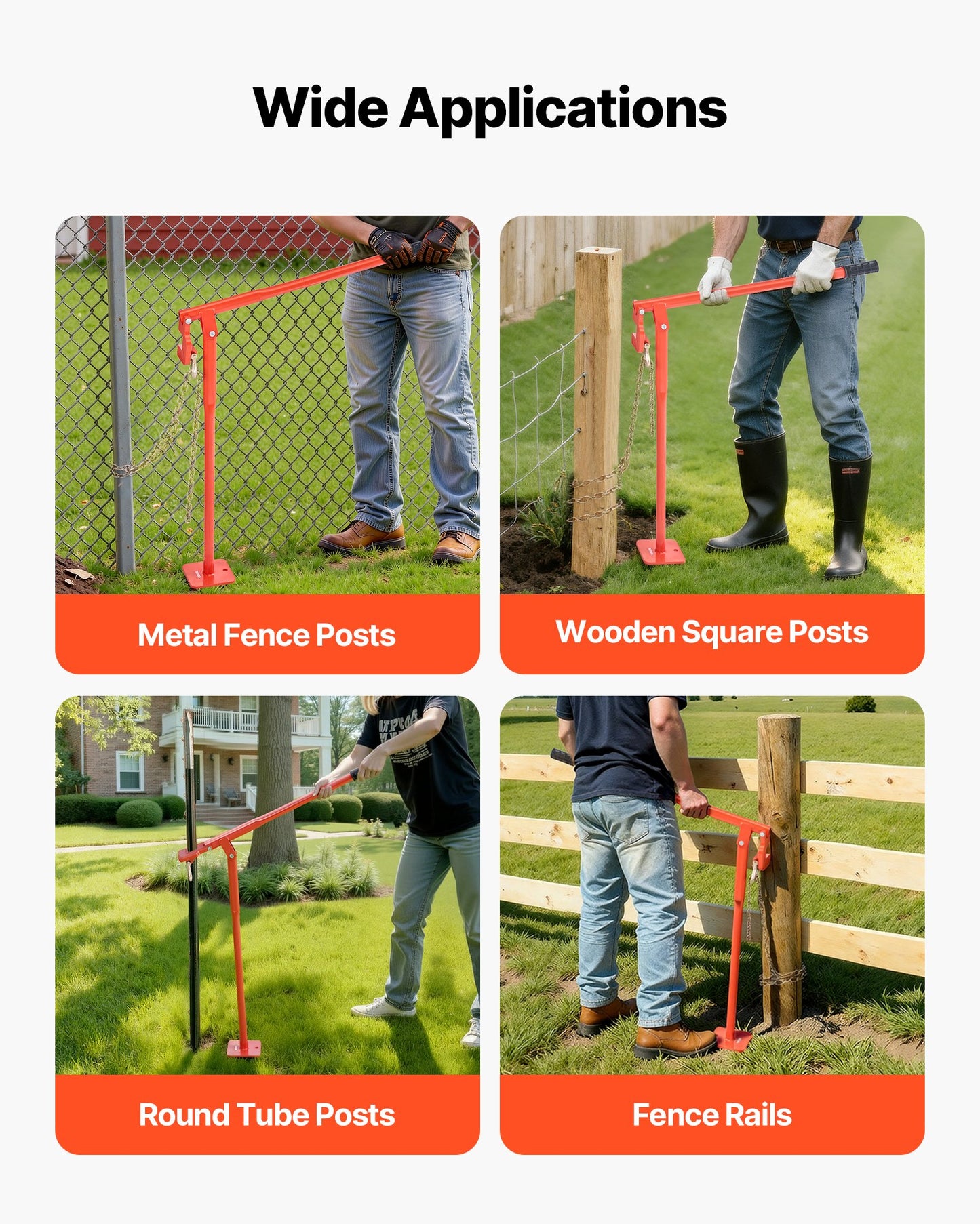 91,4 cm T-stolpsavdragare, kraftig stålstolpsavdragare, 300 kg lastkapacitet, arbetsbesparande T-stolpsborttagare för runda staketstolpar, skyltstolpar och trädstubbar, lyftkedja ingår ej