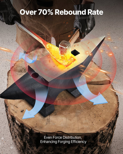 Städ i gjutet stål, 60 kg städ i ett horn med stor bänkskiva och stabil bas, höghårdhet, robust runt hornstäd, smed, för bockning, formning