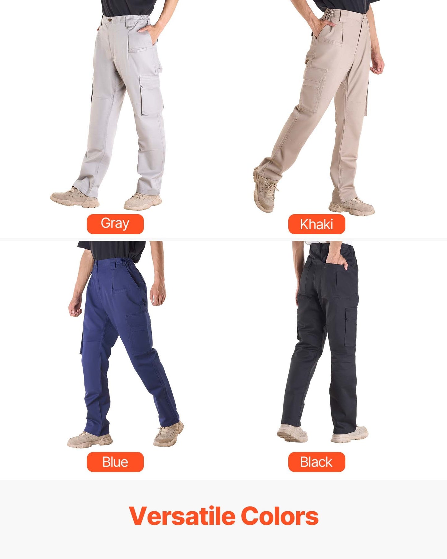 FR-byxor för män, 100 % bomull, flamskyddade cargobyxor med flera fickor och resår i midjan, förstärkta rivsäkra sömmar, perfekta för svetsarbete och fritidskläder, XXL-storlek, grå