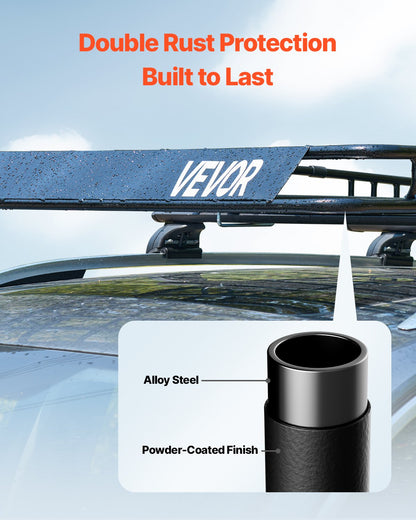 Takräckekorg, 204 x 91 x 10 cm, universell taklasthållare med 20 x 91 x 28 cm lastväska, nät, spärrremmar, maxlastkapacitet 112 kg takbagagehållare, för SUV lastbil bil